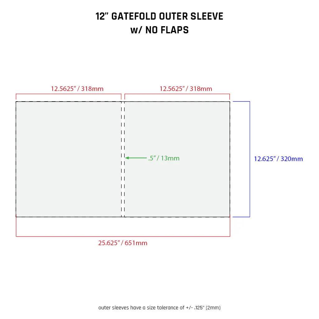 12" Gatefold Outer Sleeves w/ No Flaps - 4mil (10 pack)