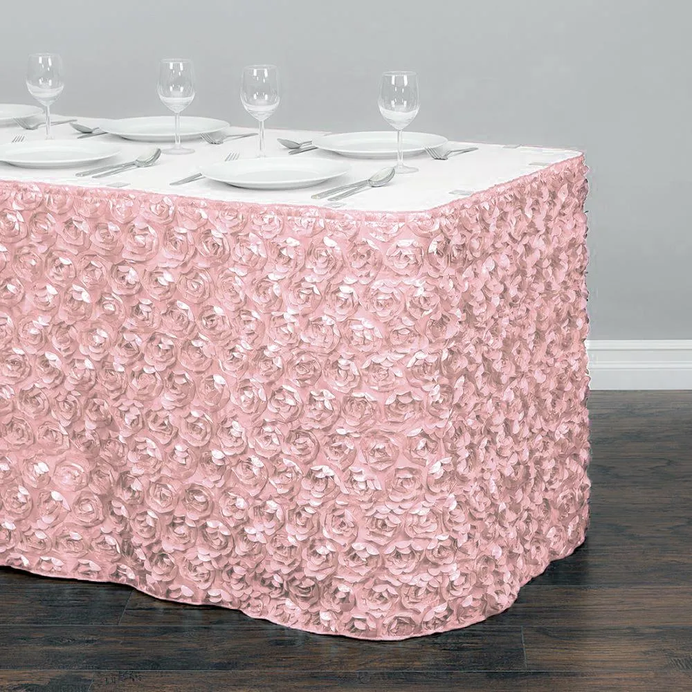 14 ft. Rosette Satin Table Skirt (13 Colors)