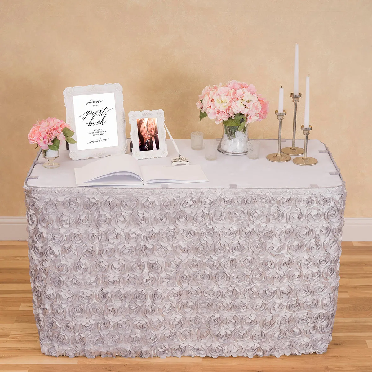 14 ft. Rosette Satin Table Skirt (13 Colors)
