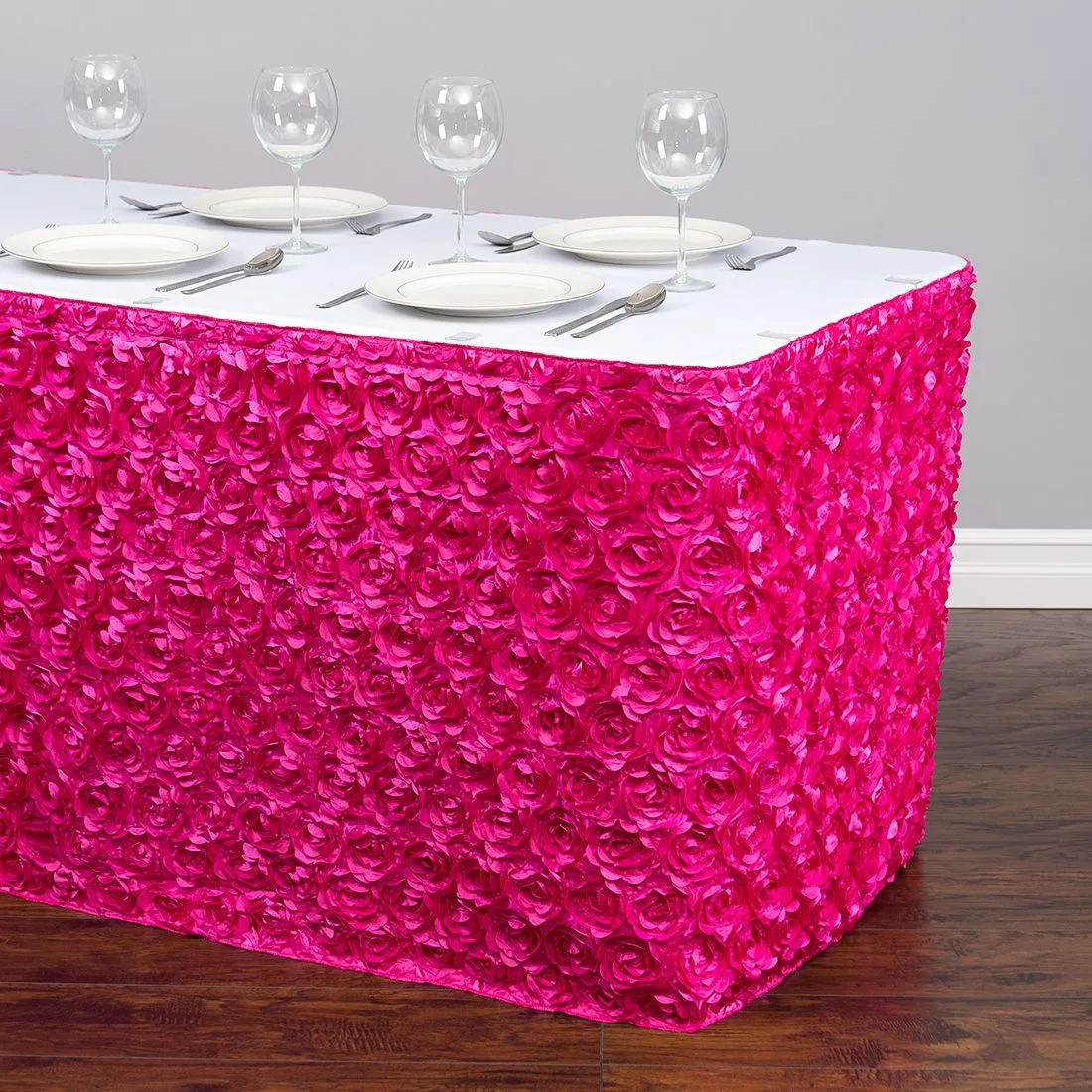 14 ft. Rosette Satin Table Skirt (13 Colors)