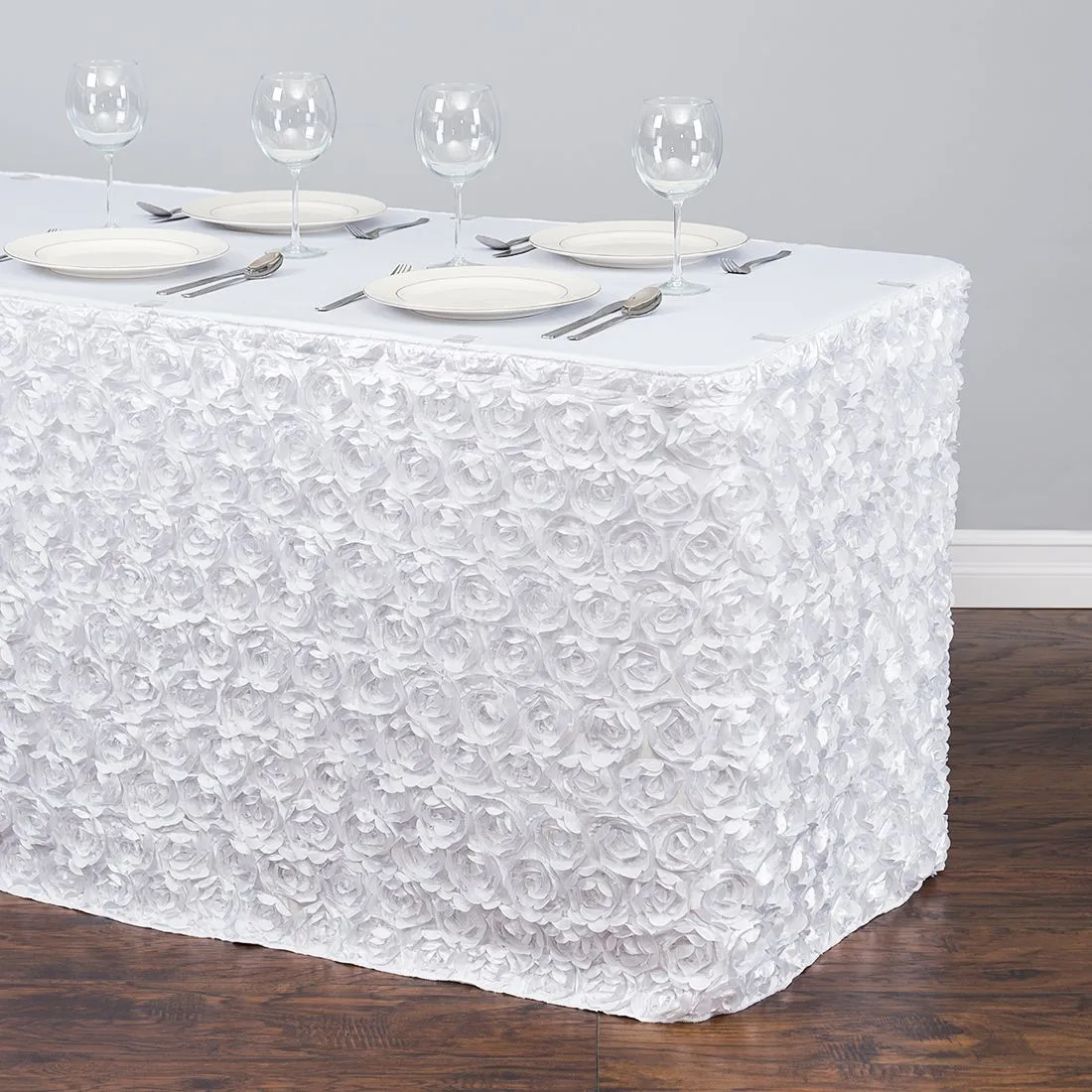 14 ft. Rosette Satin Table Skirt (13 Colors)