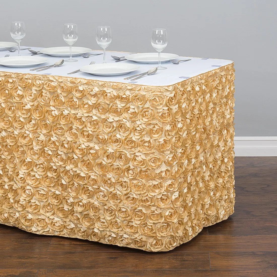 14 ft. Rosette Satin Table Skirt (13 Colors)