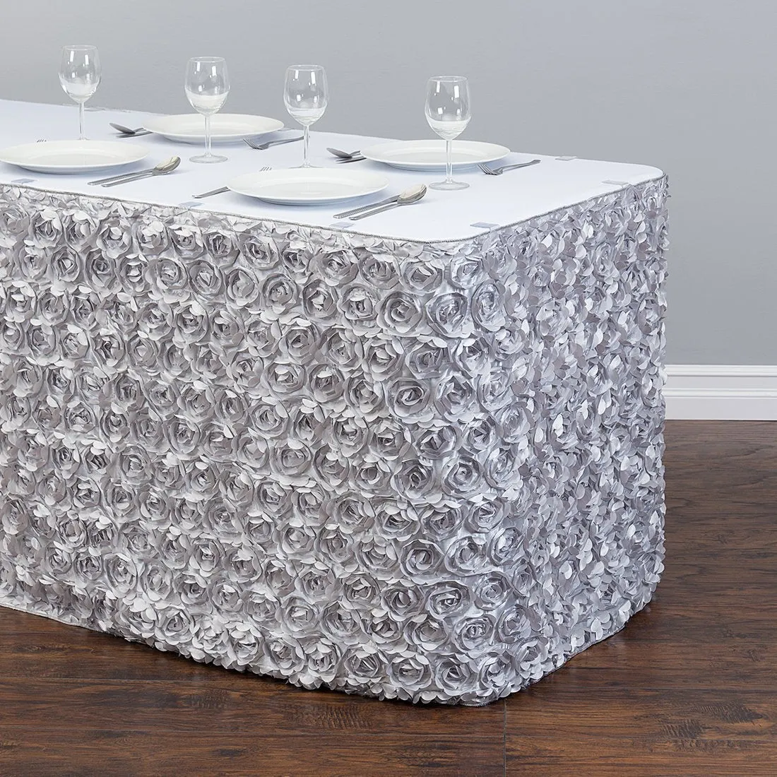 14 ft. Rosette Satin Table Skirt (13 Colors)