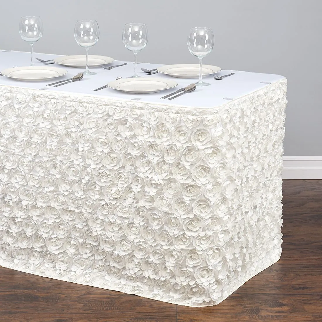 14 ft. Rosette Satin Table Skirt (13 Colors)