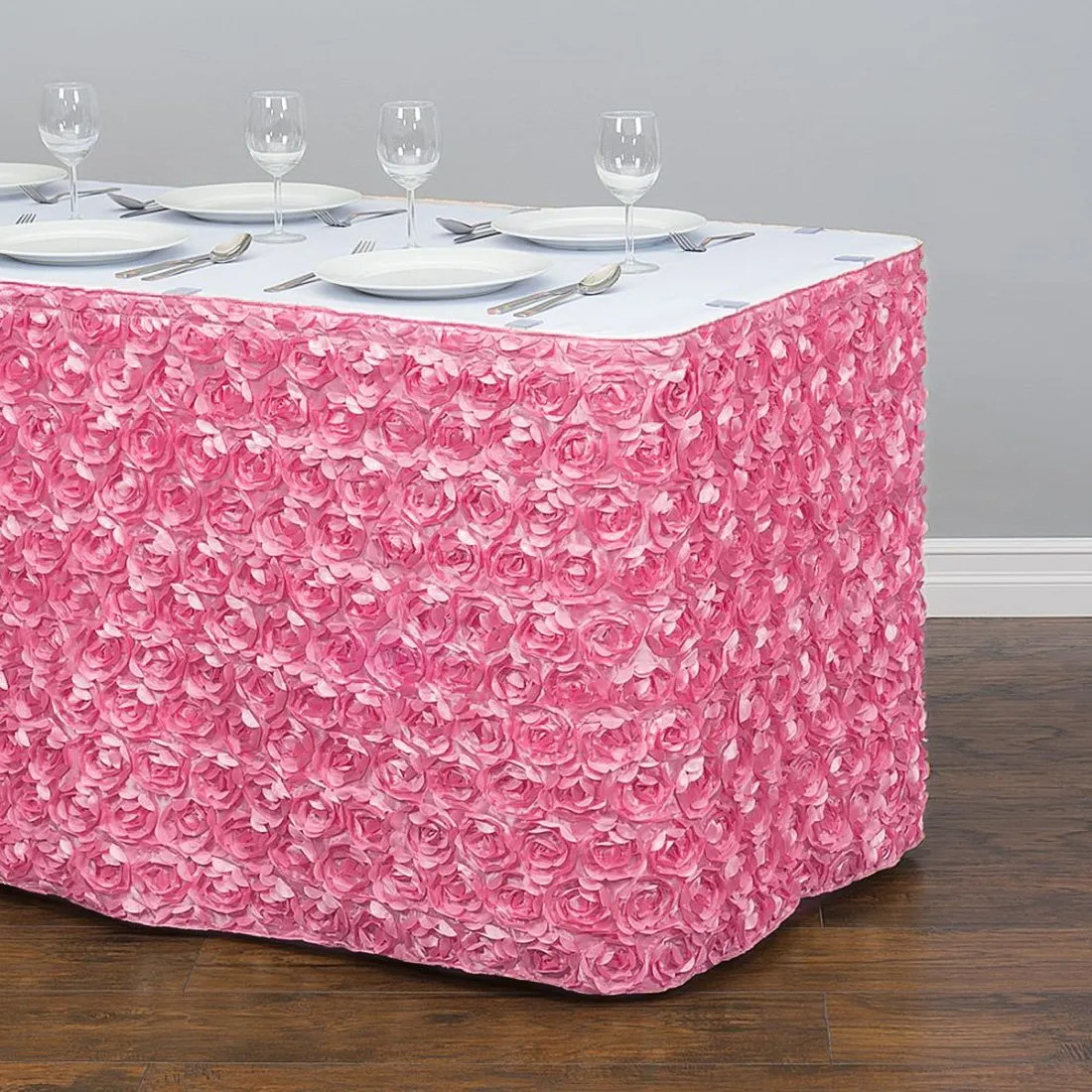 14 ft. Rosette Satin Table Skirt (13 Colors)