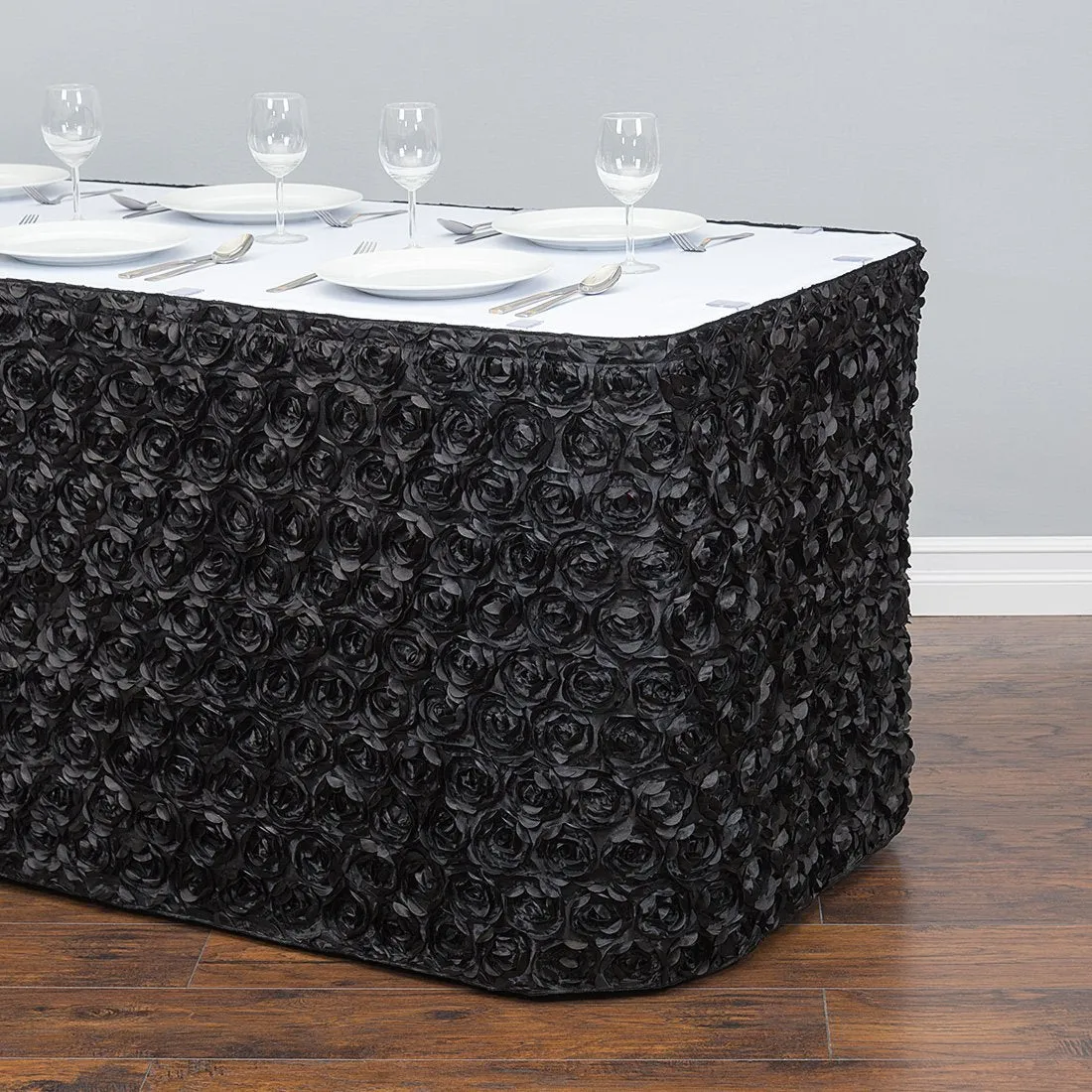 14 ft. Rosette Satin Table Skirt (13 Colors)