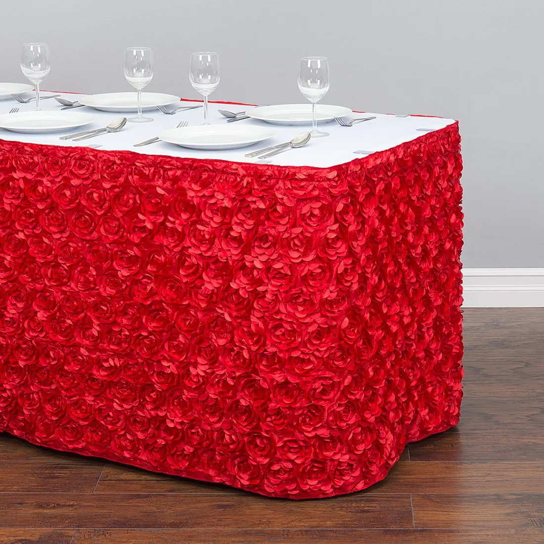 14 ft. Rosette Satin Table Skirt (13 Colors)