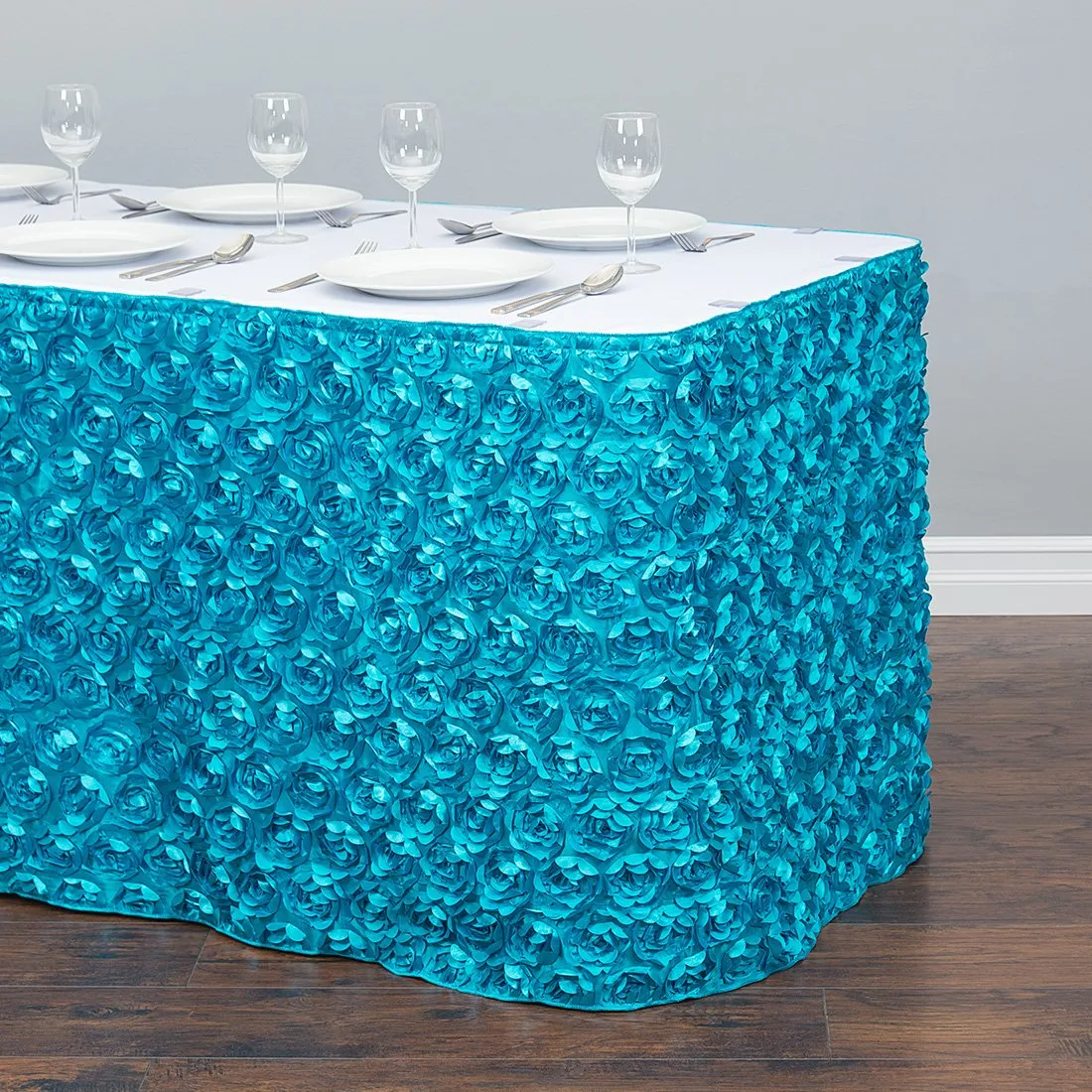 14 ft. Rosette Satin Table Skirt (13 Colors)