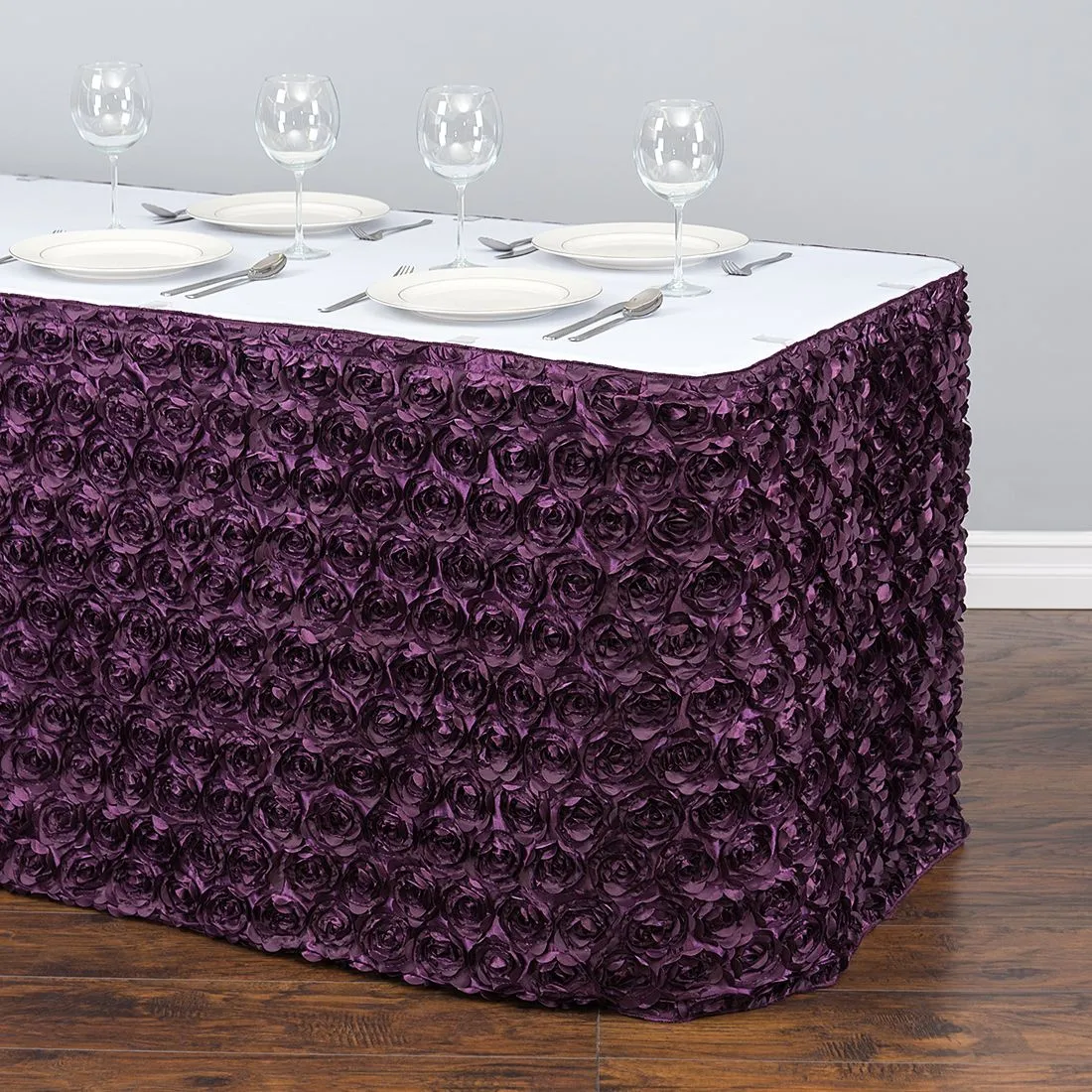14 ft. Rosette Satin Table Skirt (13 Colors)