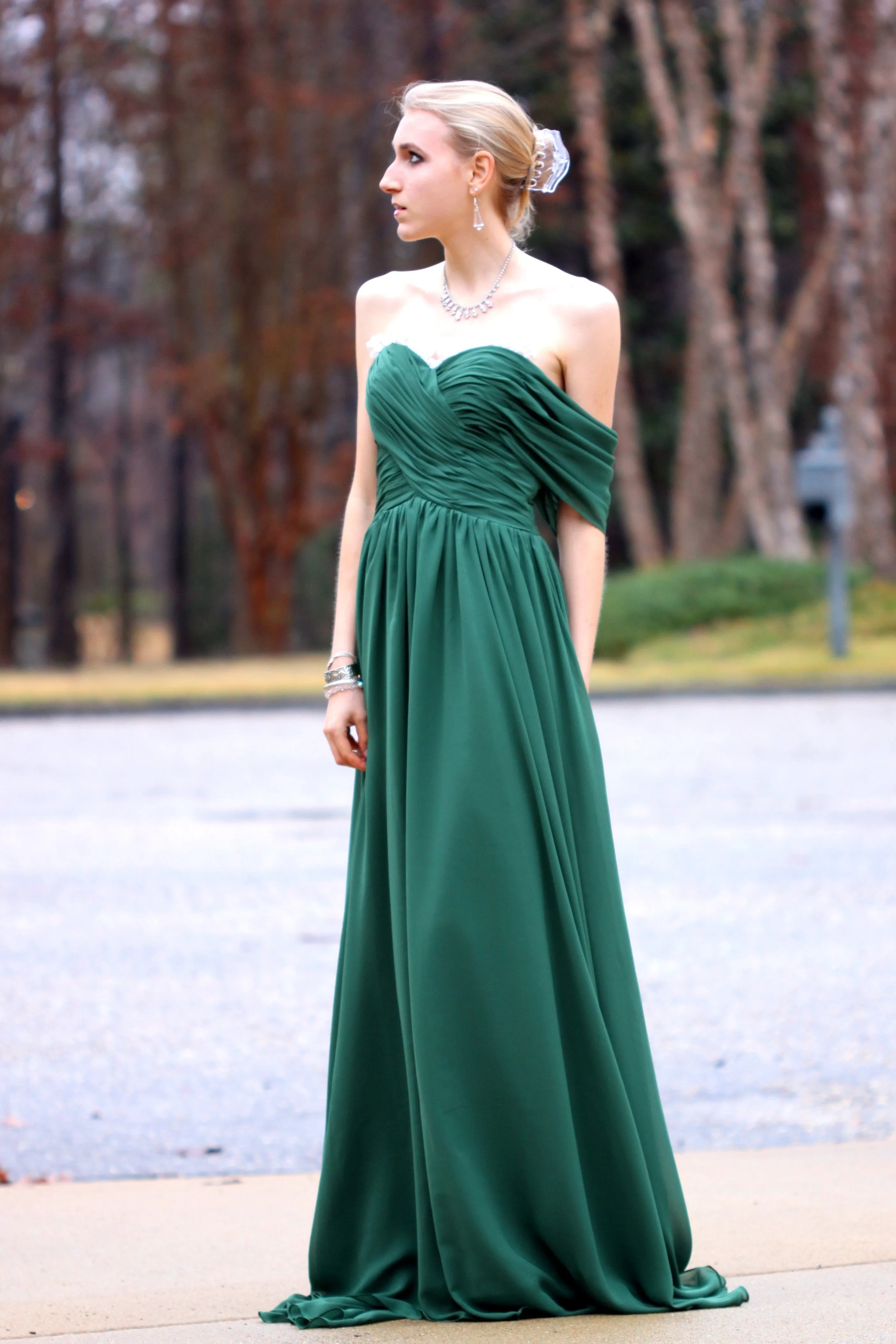 A-line Sweetheart Floor Length Chiffon Lace Backless Prom Dress