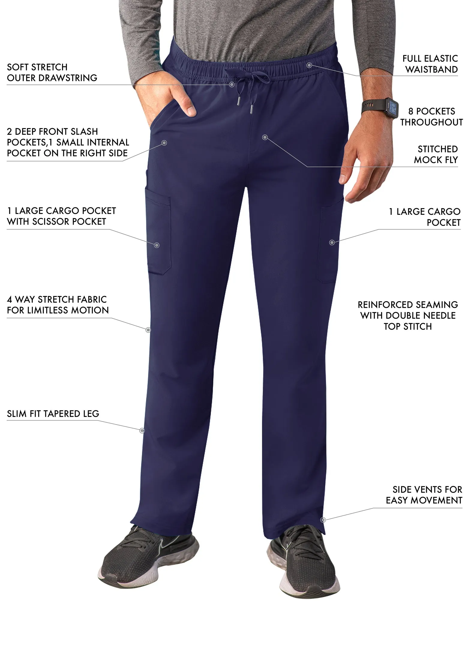 ADAR Addition Men's Slim Leg Cargo Drawstring Pant (A6106)