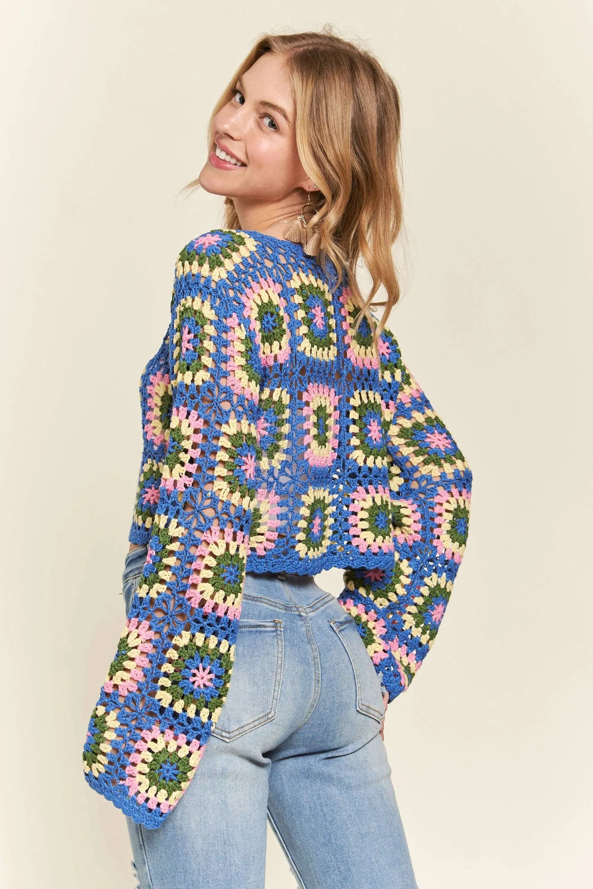 ADORA Multicolor Crochet Crop Top
