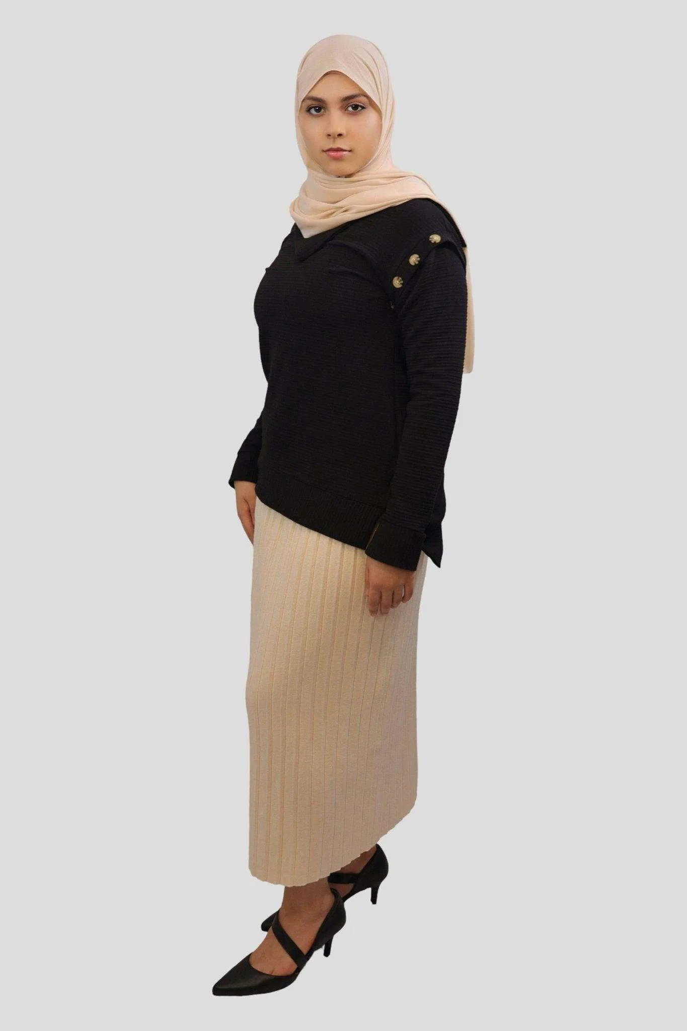 Aiza Pleated High Waisted Midi-Skirt