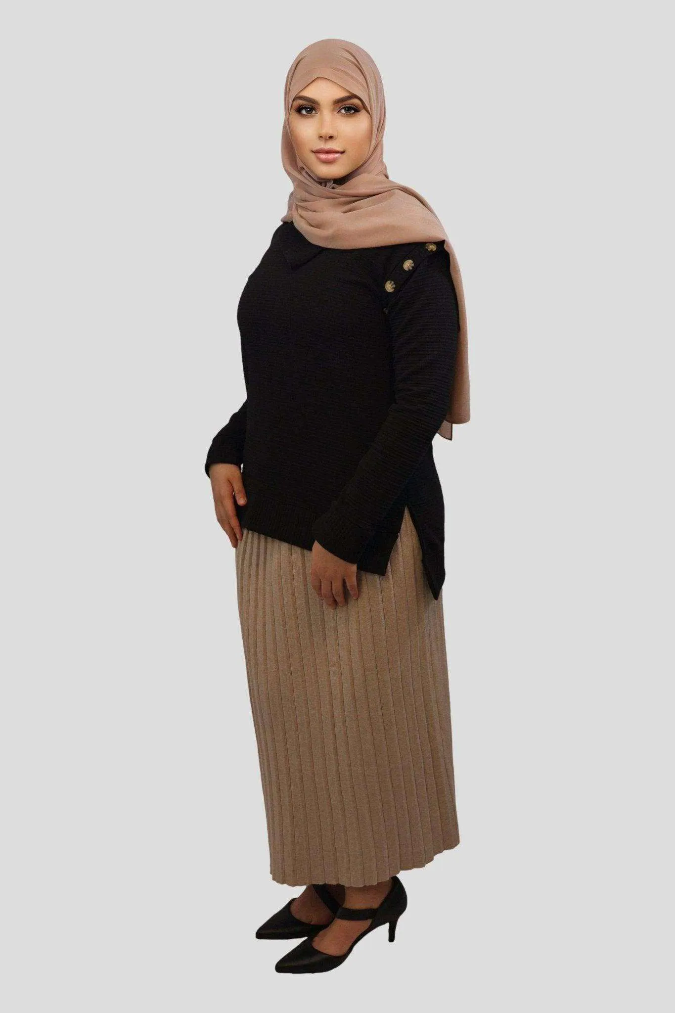 Aiza Pleated High Waisted Midi-Skirt