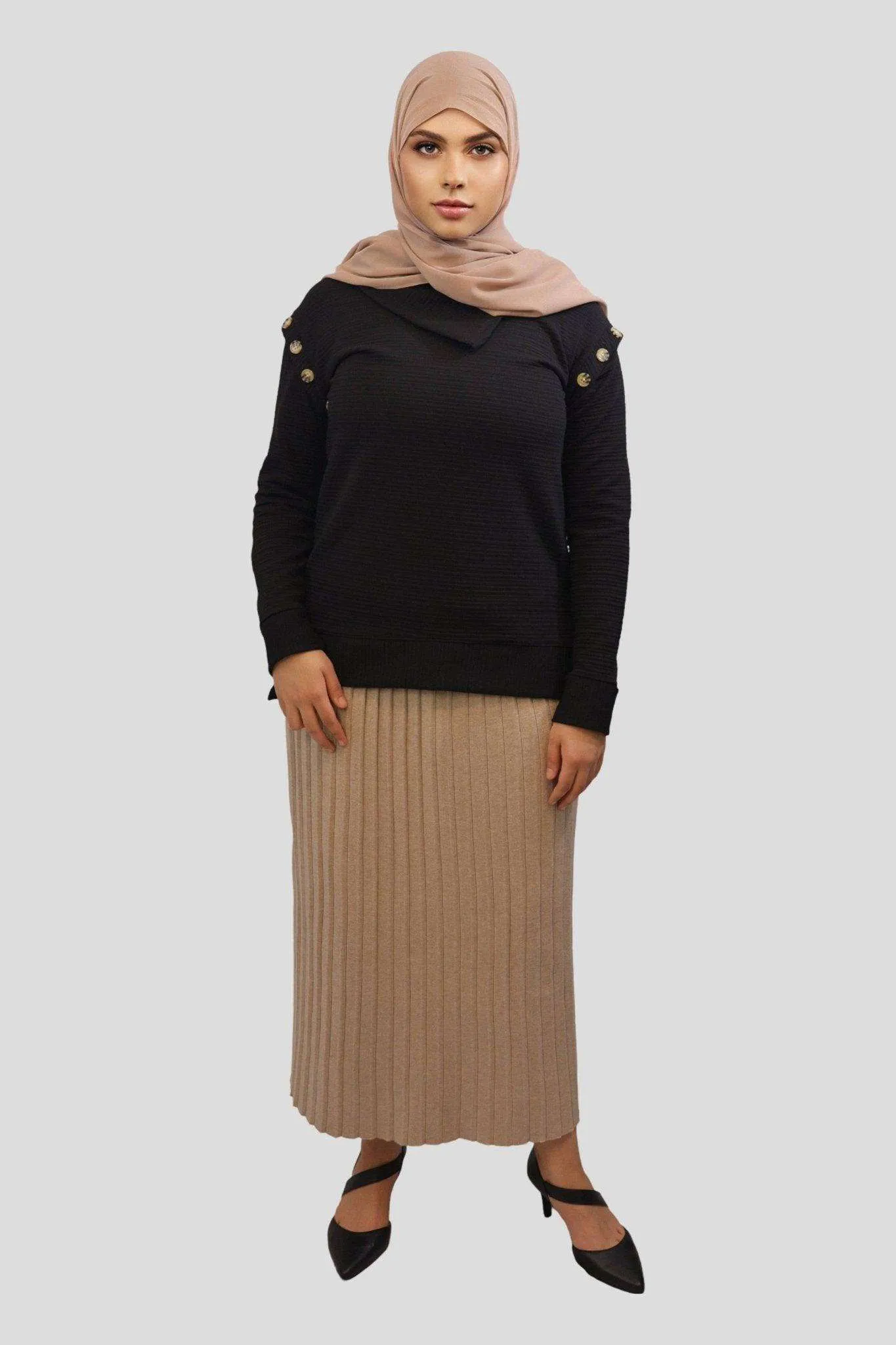 Aiza Pleated High Waisted Midi-Skirt
