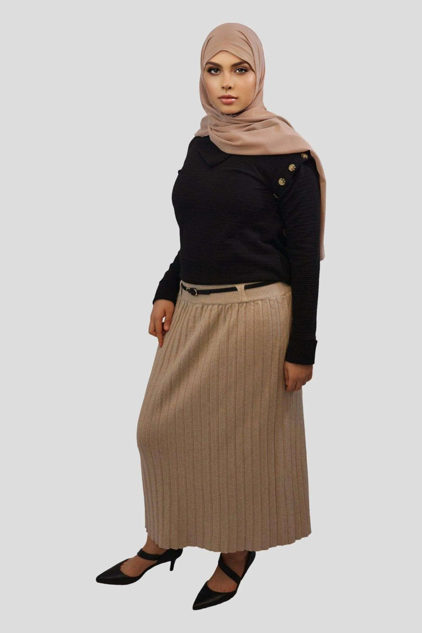 Aiza Pleated High Waisted Midi-Skirt