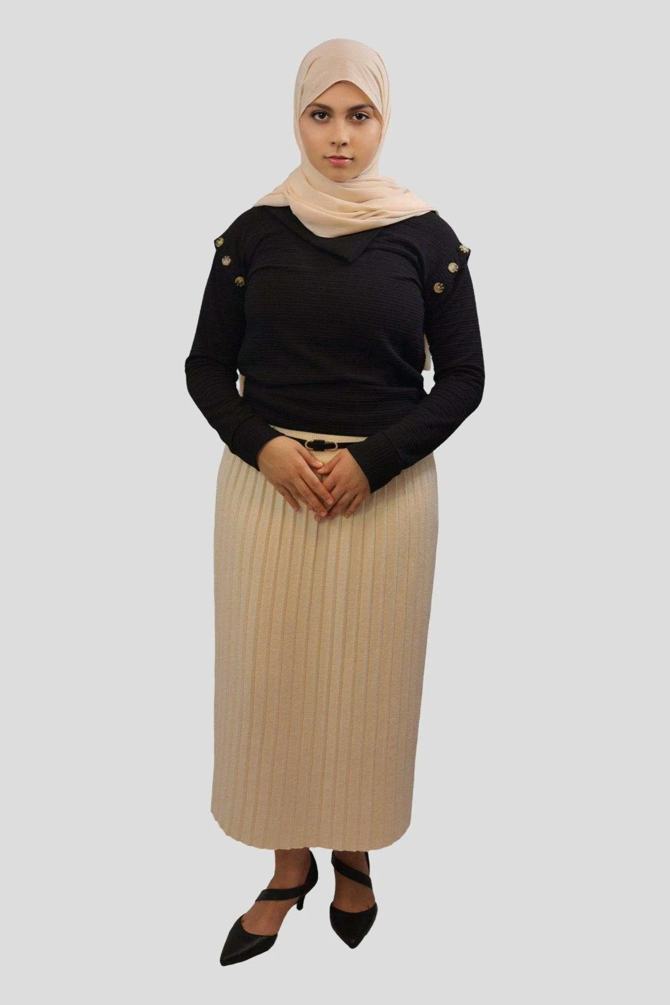 Aiza Pleated High Waisted Midi-Skirt