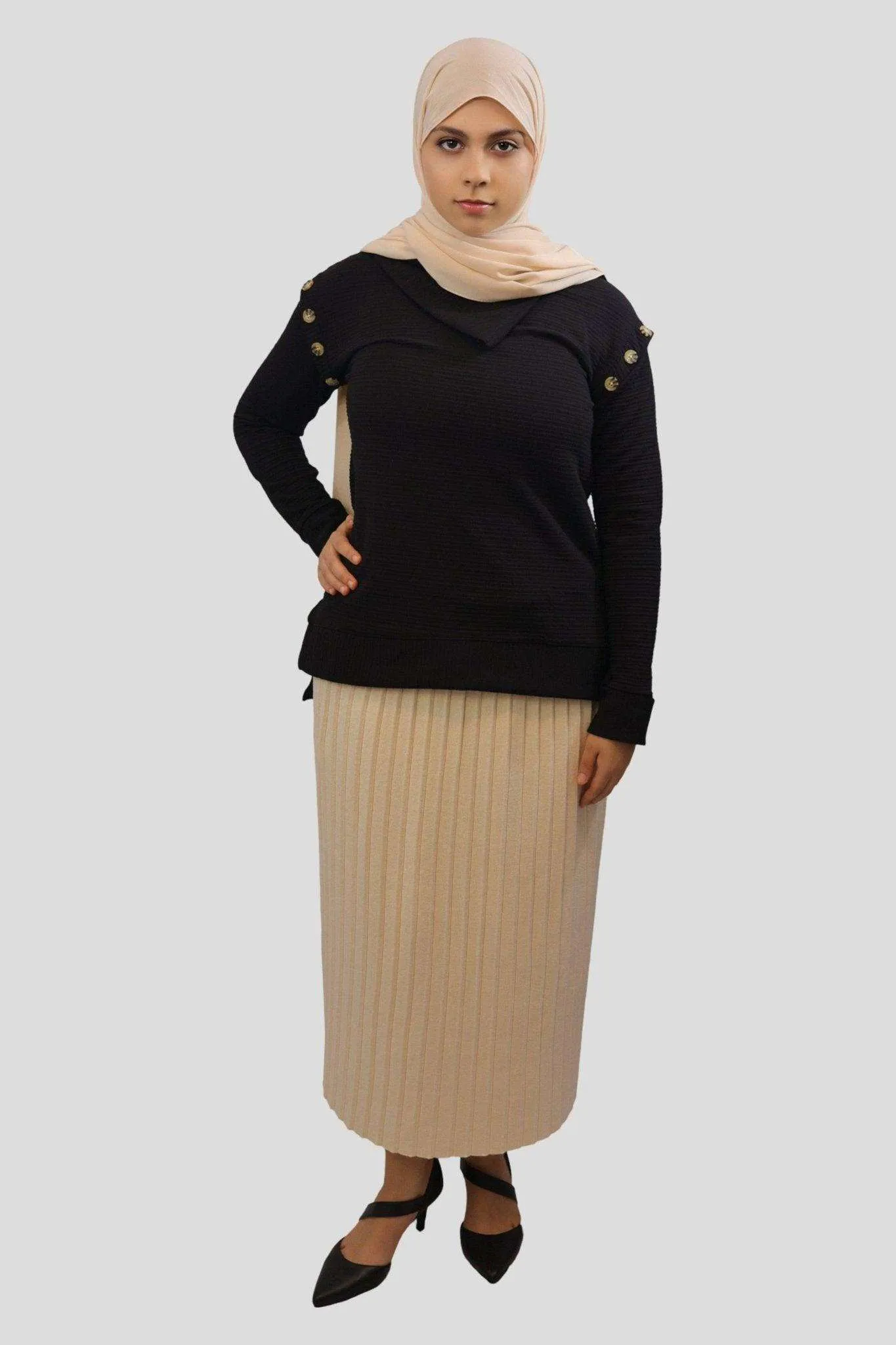 Aiza Pleated High Waisted Midi-Skirt