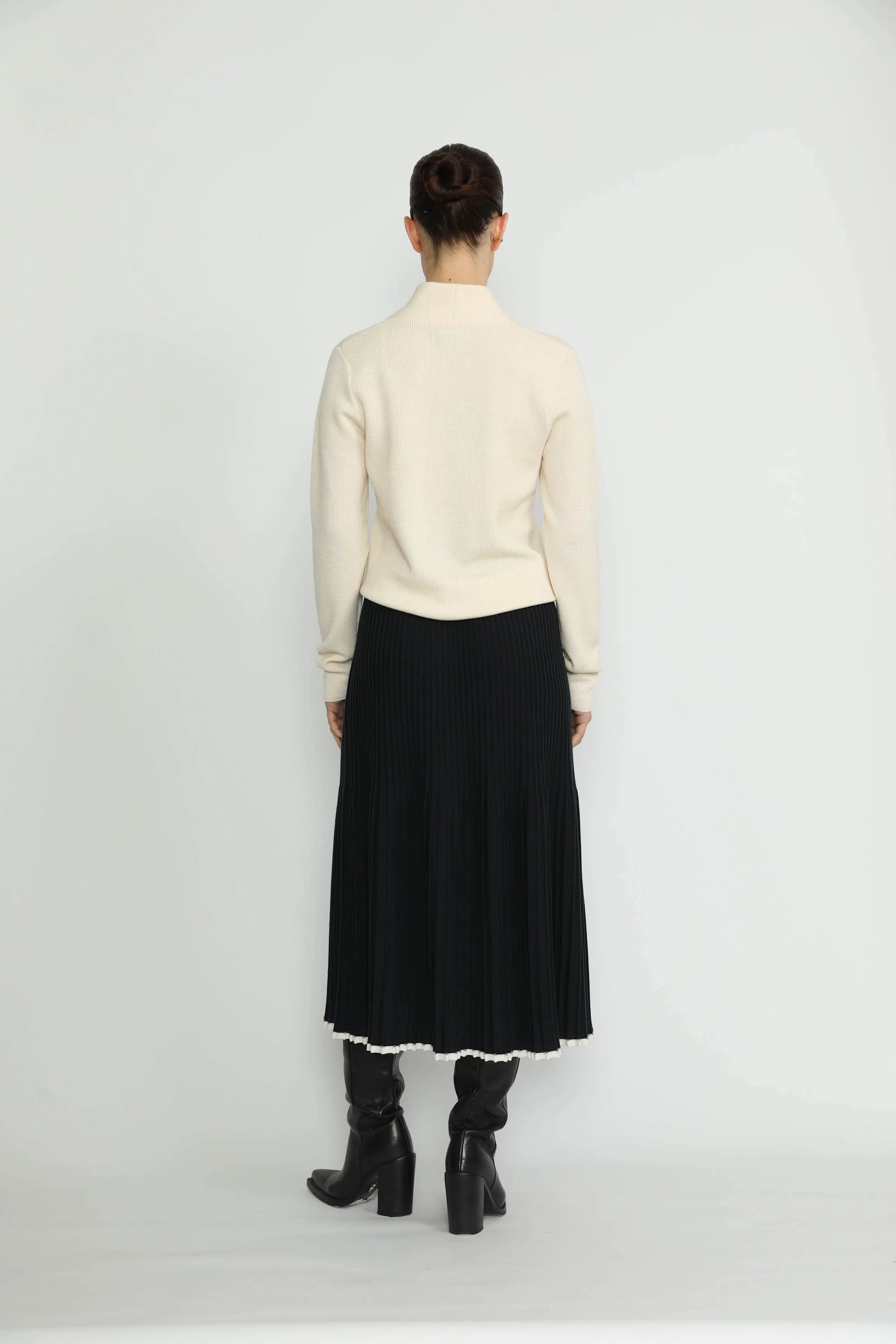 Altdorf Skirt - Altdorf Navy Blue Pleated Knit Skirt