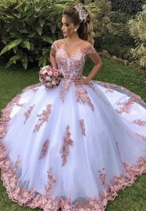 Amazing Off Shoulder White Lace Long Prom Dress, White Lace Formal Evening Dress, White Ball Gown