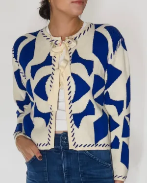 Ana Geo Knit Tie Front Cardigan