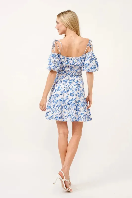 And The Why Off Shoulder Bubble Sleeve Dress