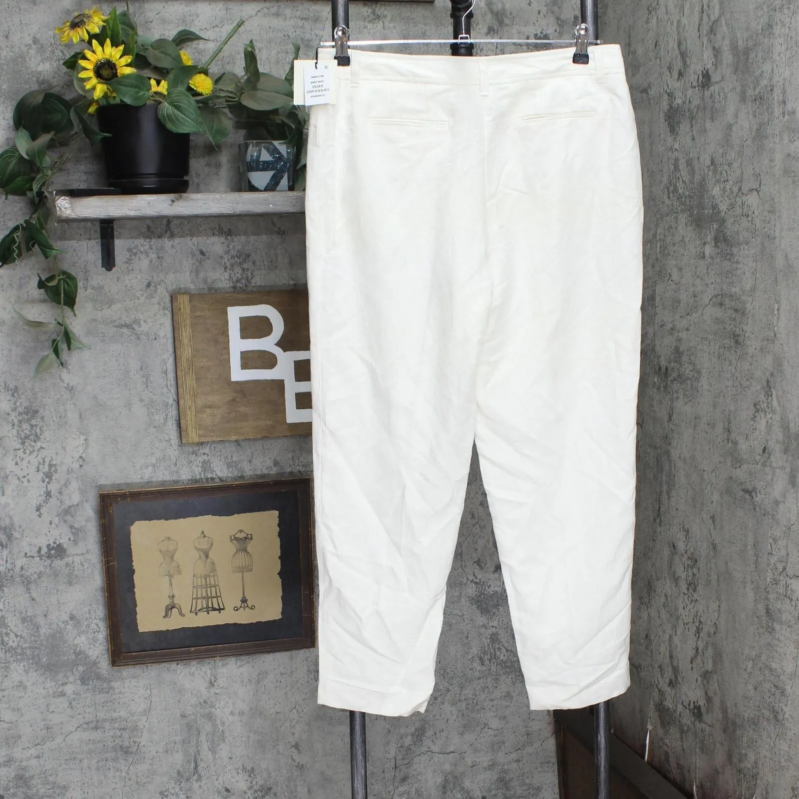 Anne Klein Womens Linen-Blend Slim-Leg Ankle Pants 10869513