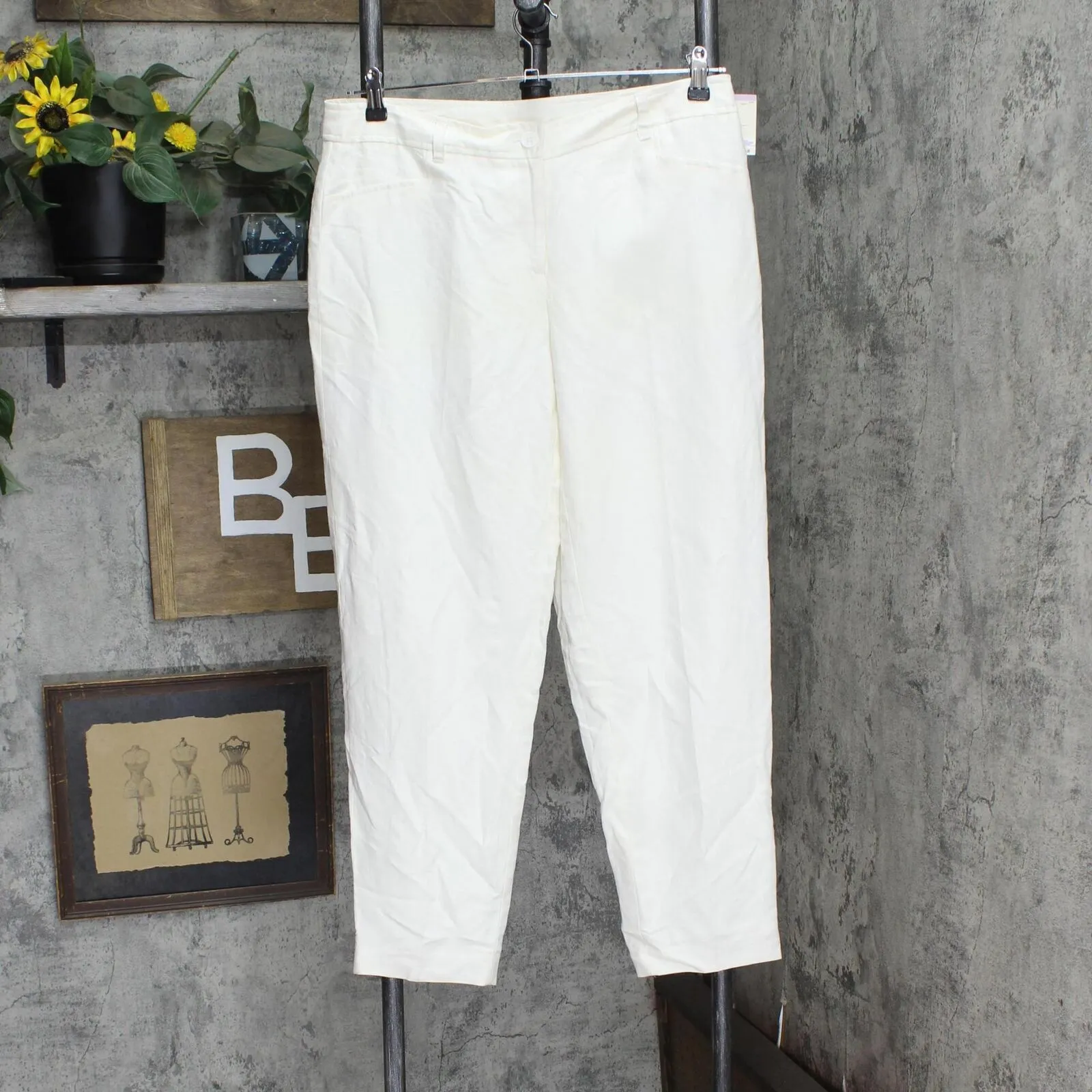 Anne Klein Womens Linen-Blend Slim-Leg Ankle Pants 10869513
