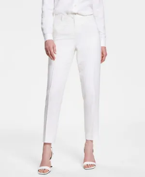 Anne Klein Womens Linen-Blend Slim-Leg Ankle Pants 10869513