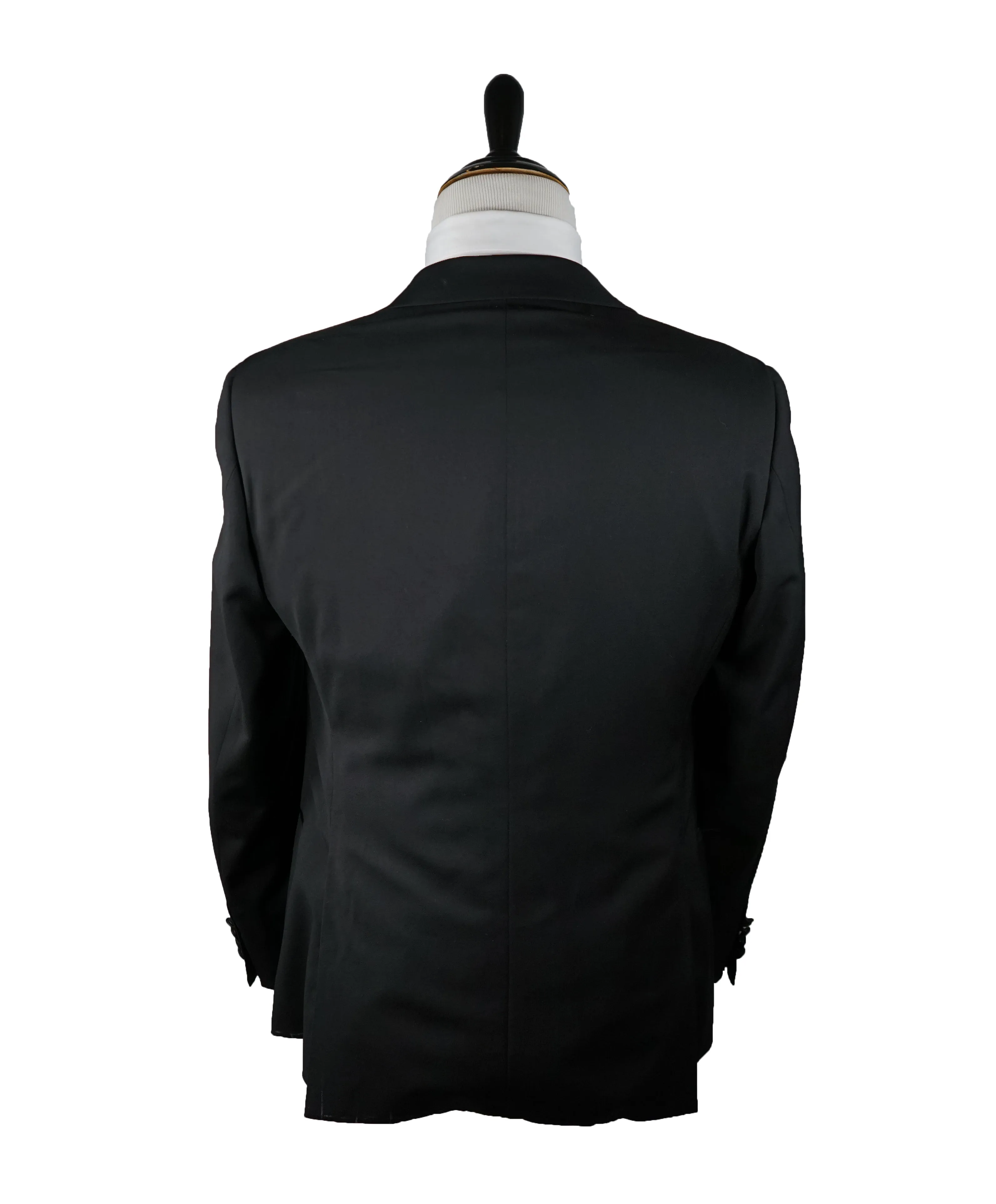 ARMANI COLLEZIONI - Black Peak Lapel 1-Button Satin Tuxedo -  38R