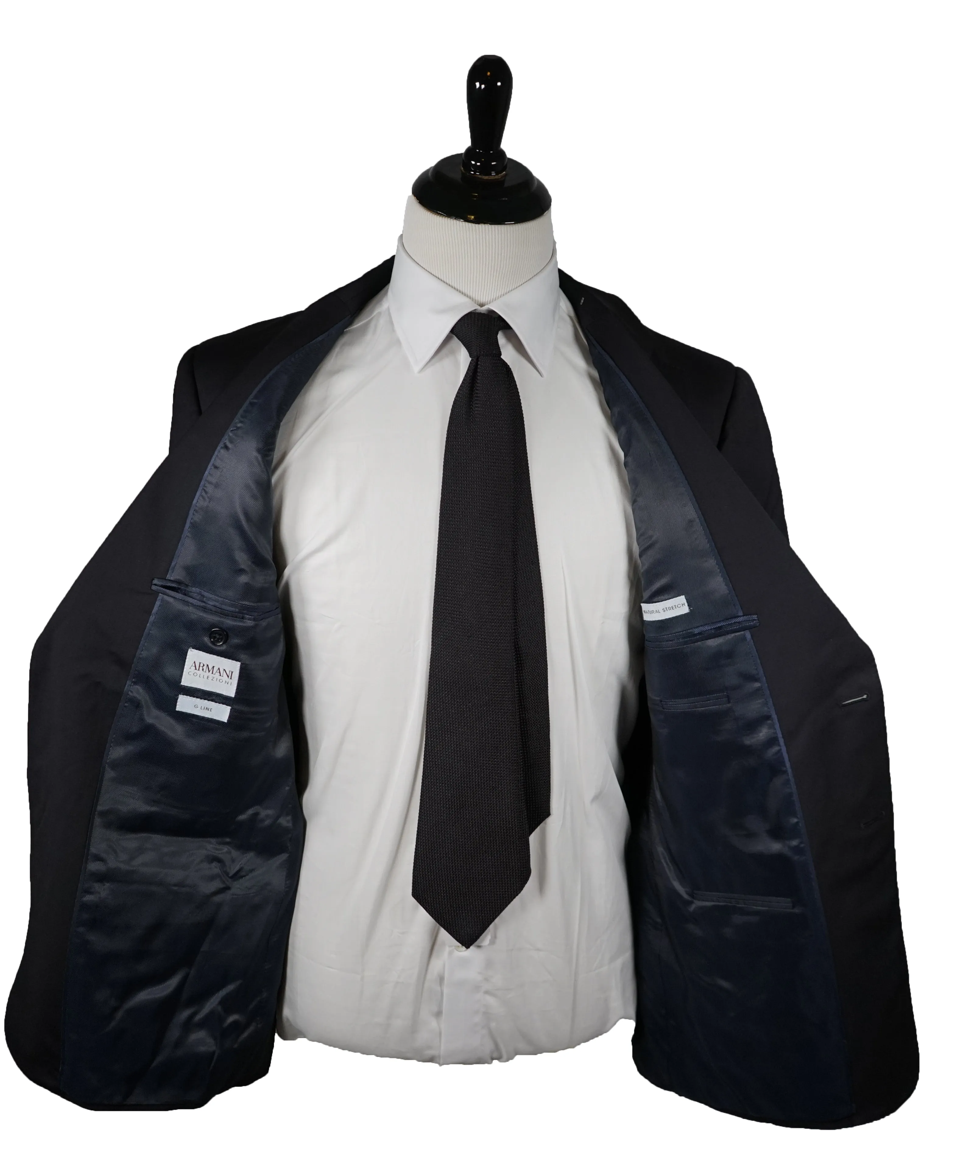 ARMANI COLLEZIONI - “G Line” Natural Stretch Solid Navy Suit - 44R