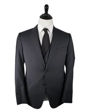 ARMANI COLLEZIONI - “M Line” 3-Piece Navy Solid Suit With Pick Stitching - 46R