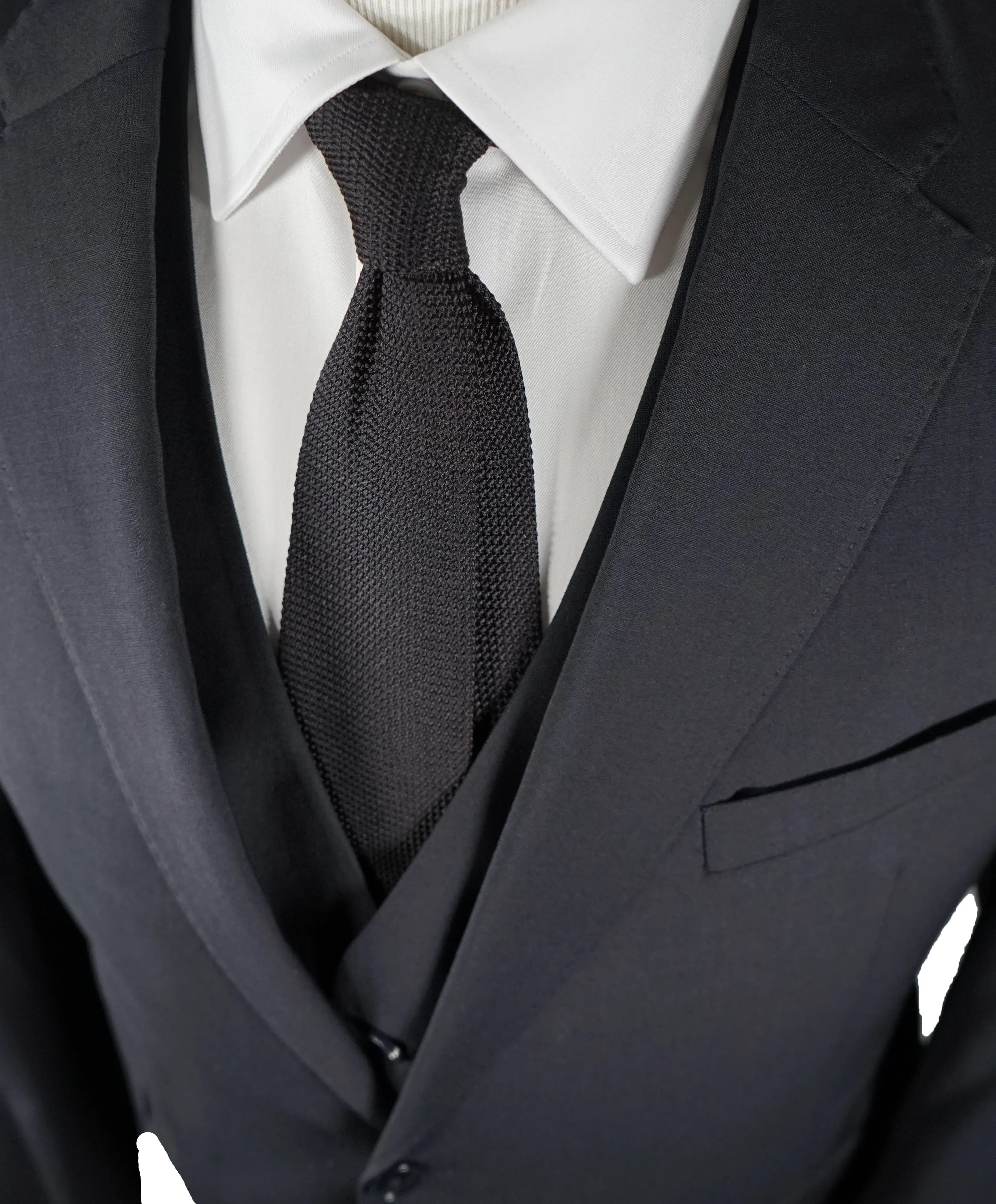 ARMANI COLLEZIONI - “M Line” 3-Piece Navy Solid Suit With Pick Stitching - 46R