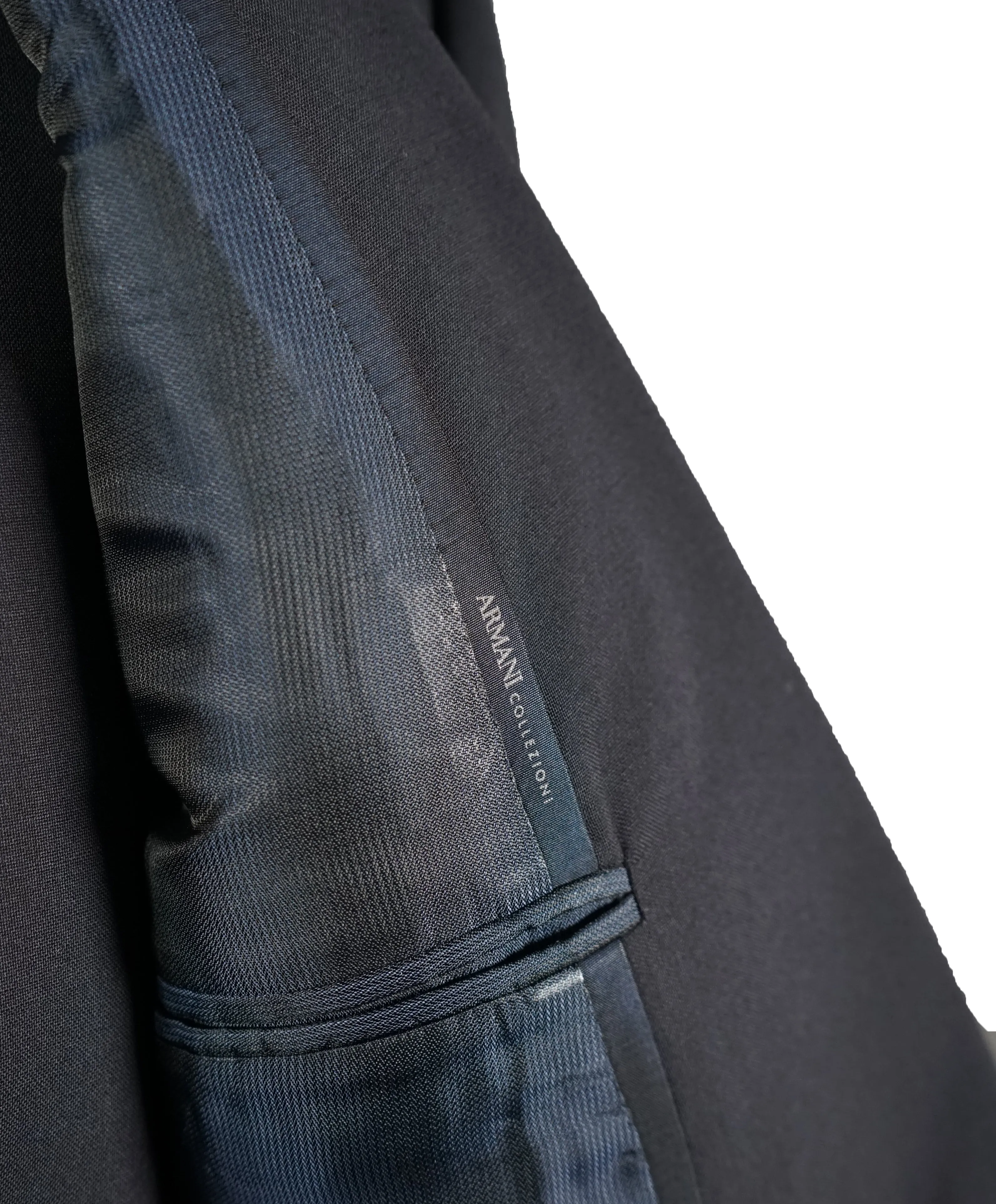 ARMANI COLLEZIONI - “M Line” 3-Piece Navy Solid Suit With Pick Stitching - 46R