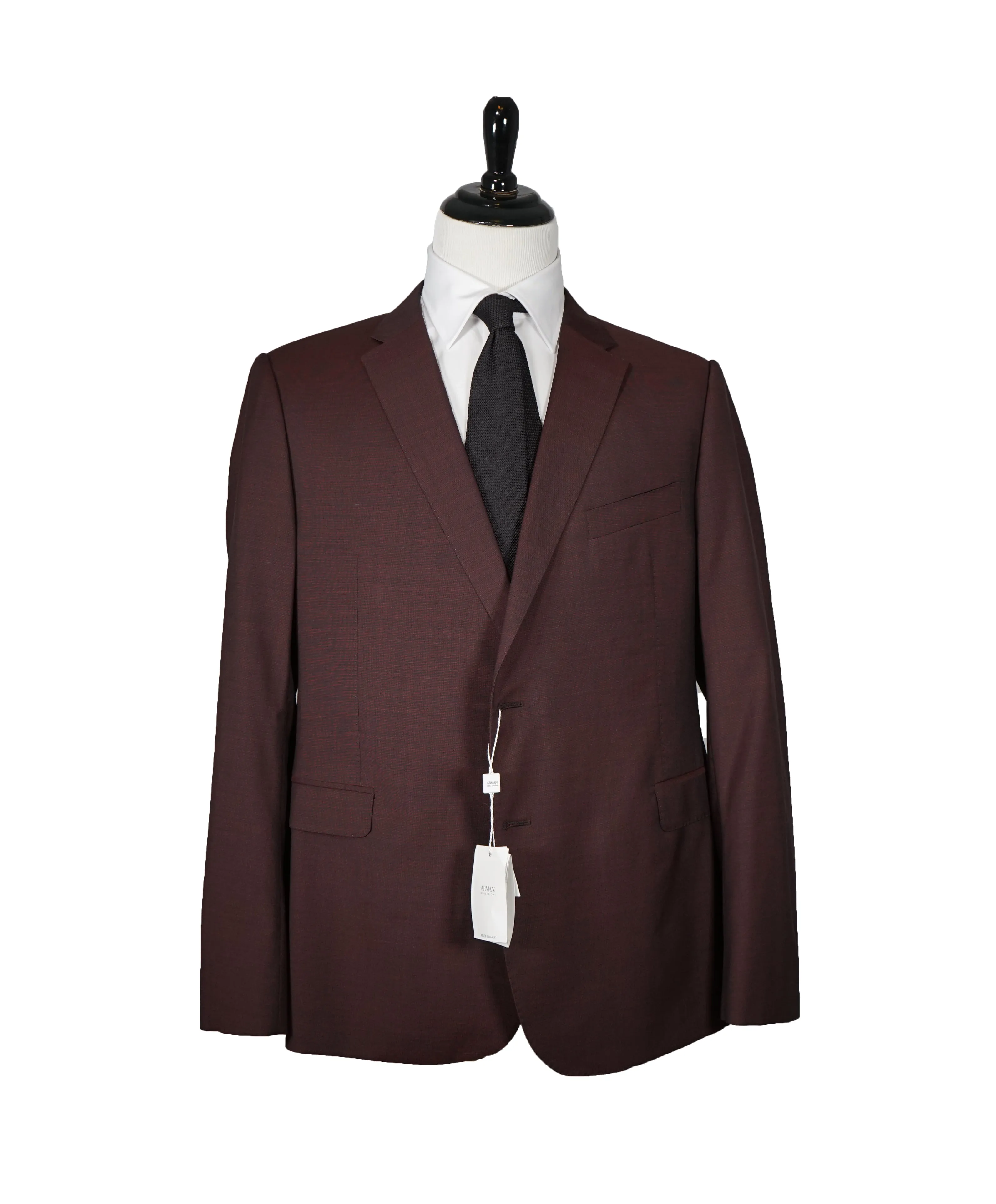 ARMANI COLLEZIONI - M Line Burgundy Birdseye Suit - 48R