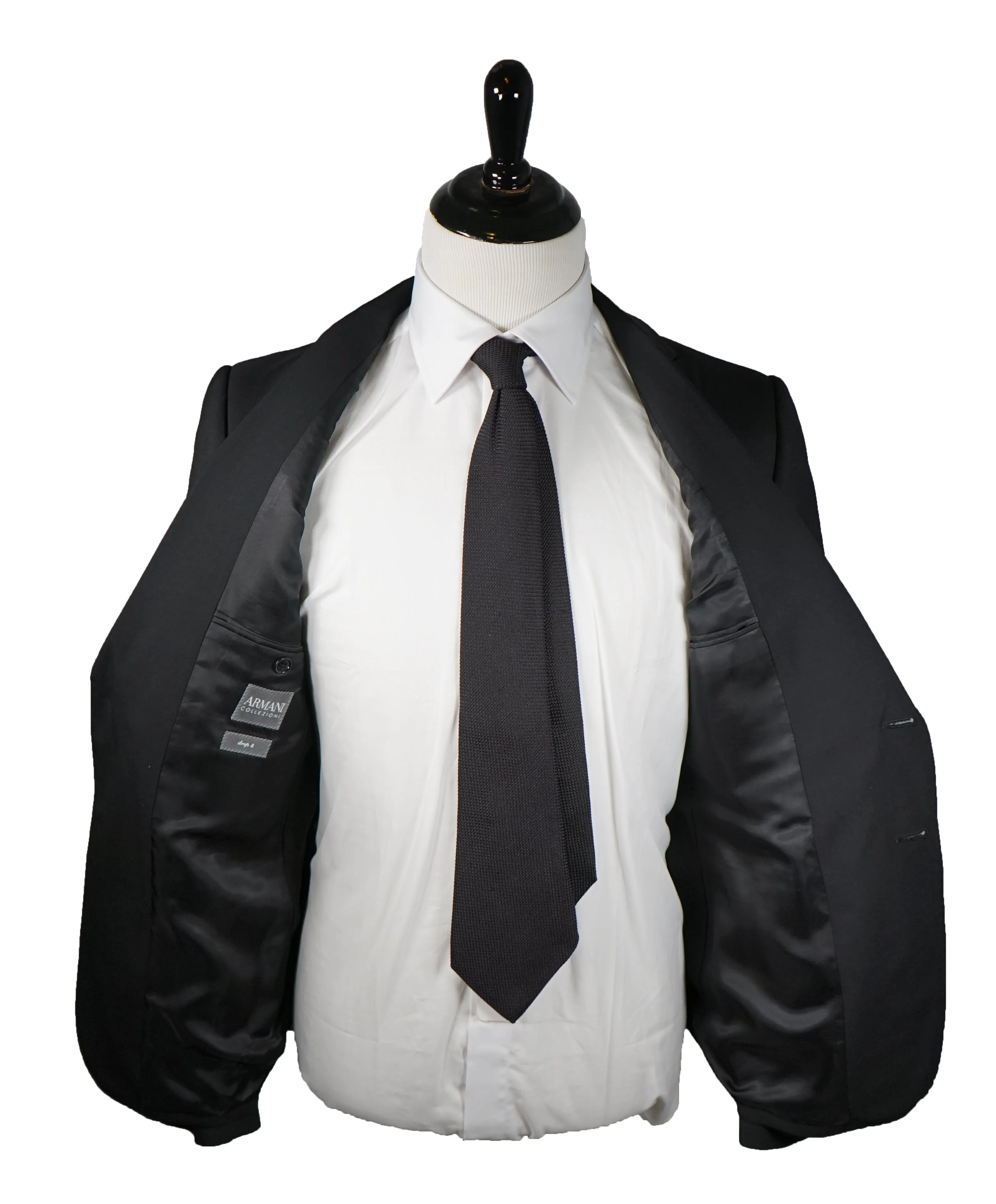 ARMANI COLLEZIONI - M Line Slim Drop 8 Black Peak Lapel Suit - 42R