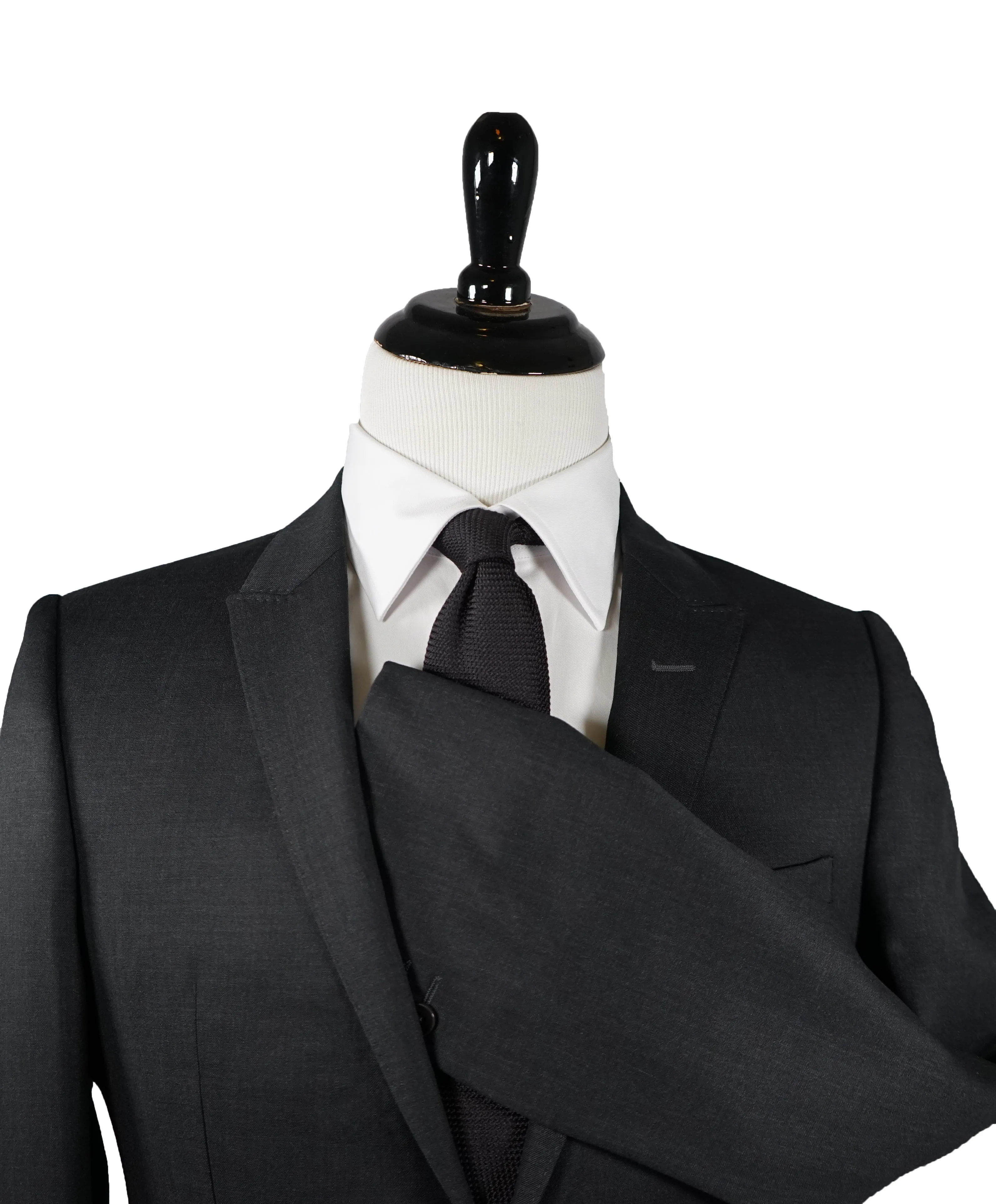 ARMANI COLLEZIONI - Peak Lapel 1-Button Slim Charcoal Suit - 38R