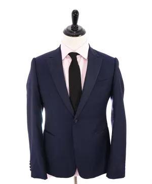 ARMANI COLLEZIONI - "M Line" Blue Geometric 1-Button Tuxedo Peak Lapels - 40R