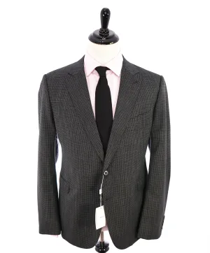 ARMANI COLLEZIONI -  "M Line" Houndstooth Gray Peak Lapel Suit - 46R