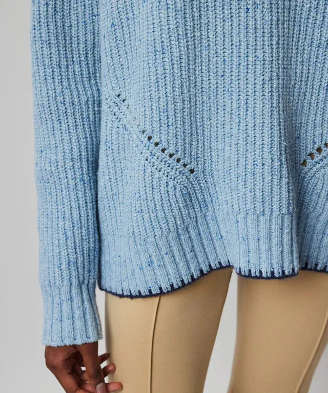 ATM Multicolor Heather Merino Blend Crew Neck Sweater - Heather Denim Blue