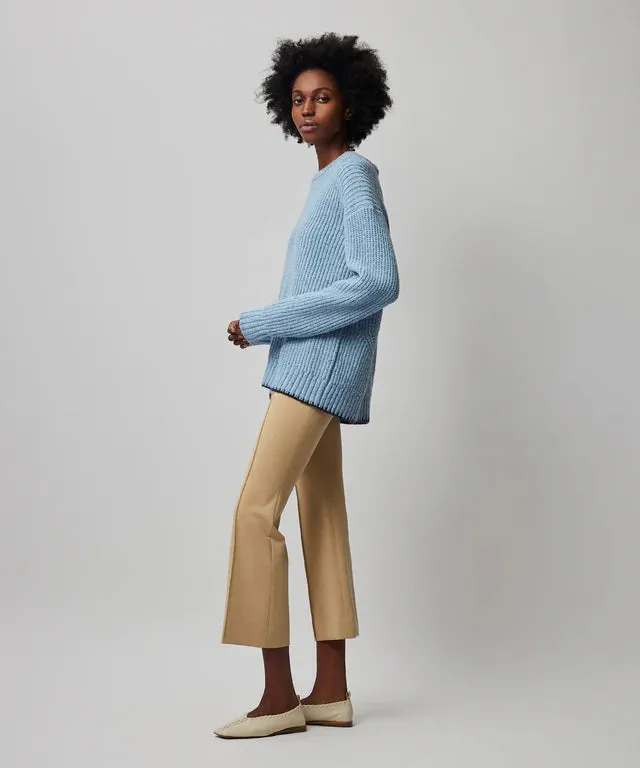 ATM Multicolor Heather Merino Blend Crew Neck Sweater - Heather Denim Blue