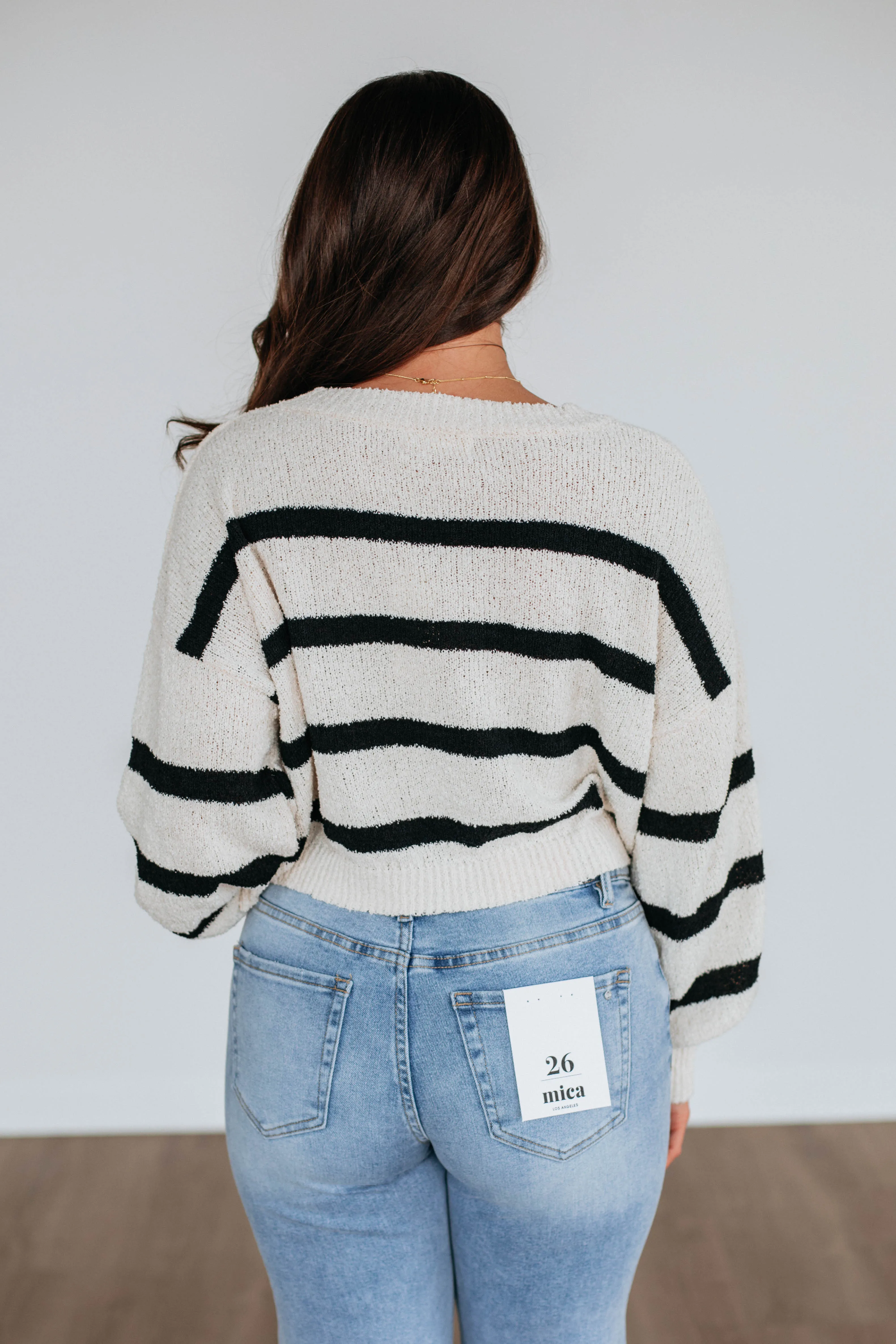 Aubriana Striped Sweater - Natural/Black Mix