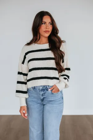 Aubriana Striped Sweater - Natural/Black Mix