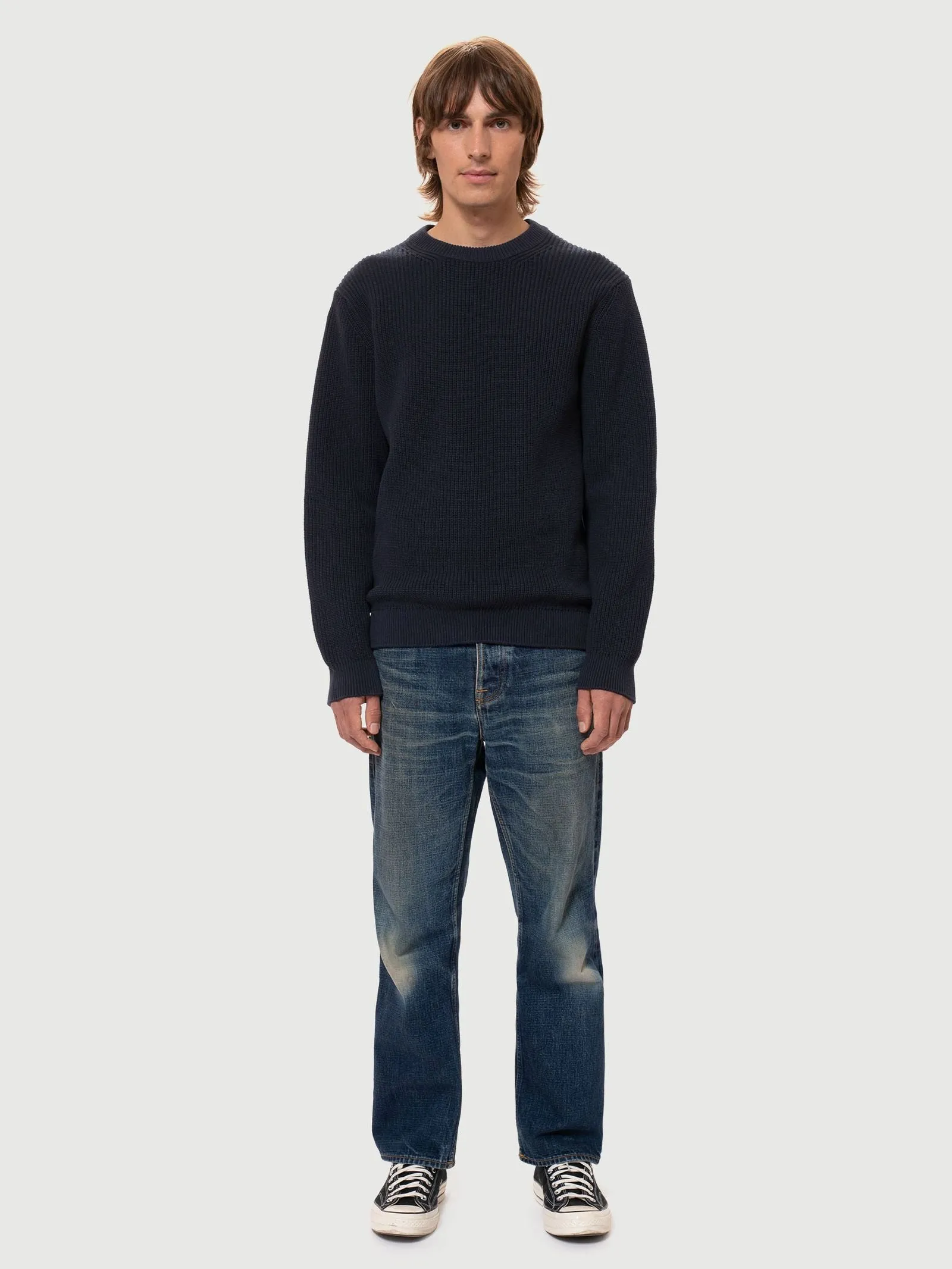 august rib cotton sweater in navy