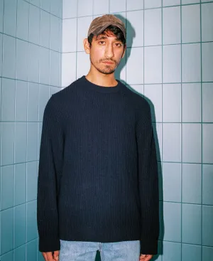 august rib cotton sweater in navy