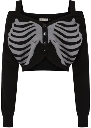 Banned Alternative Ligeia Skeleton Cardigan Zwart