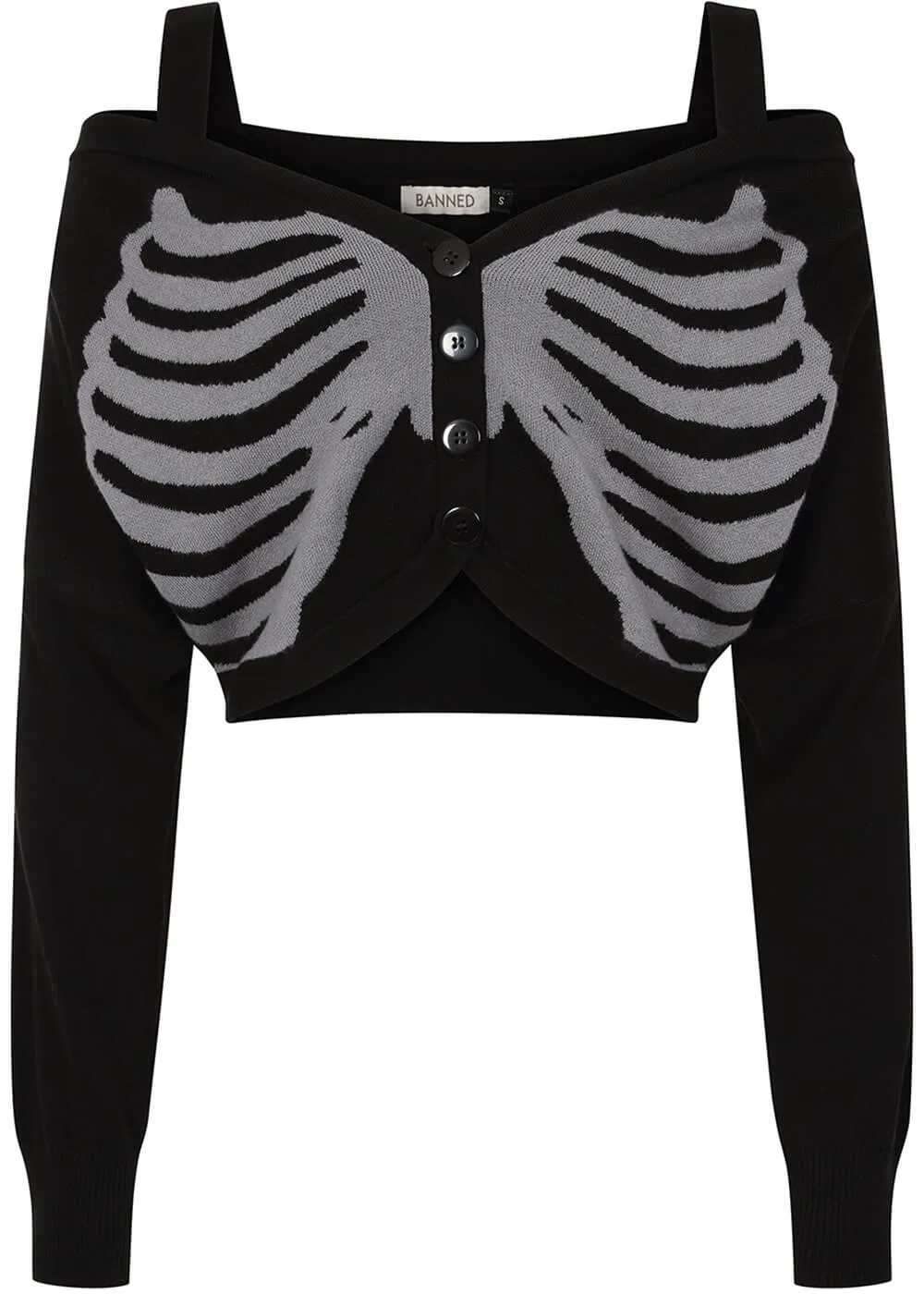 Banned Alternative Ligeia Skeleton Cardigan Zwart