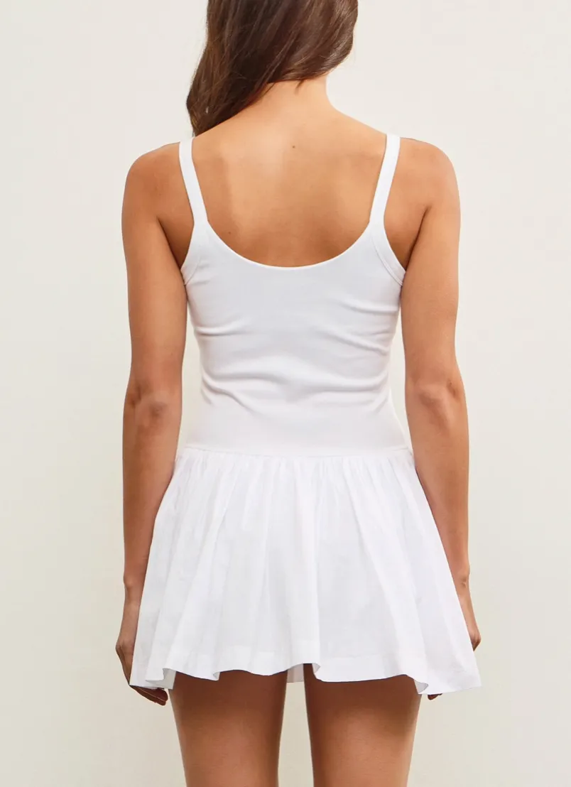 Basque Waist Sleeveless Skort Mini Dress