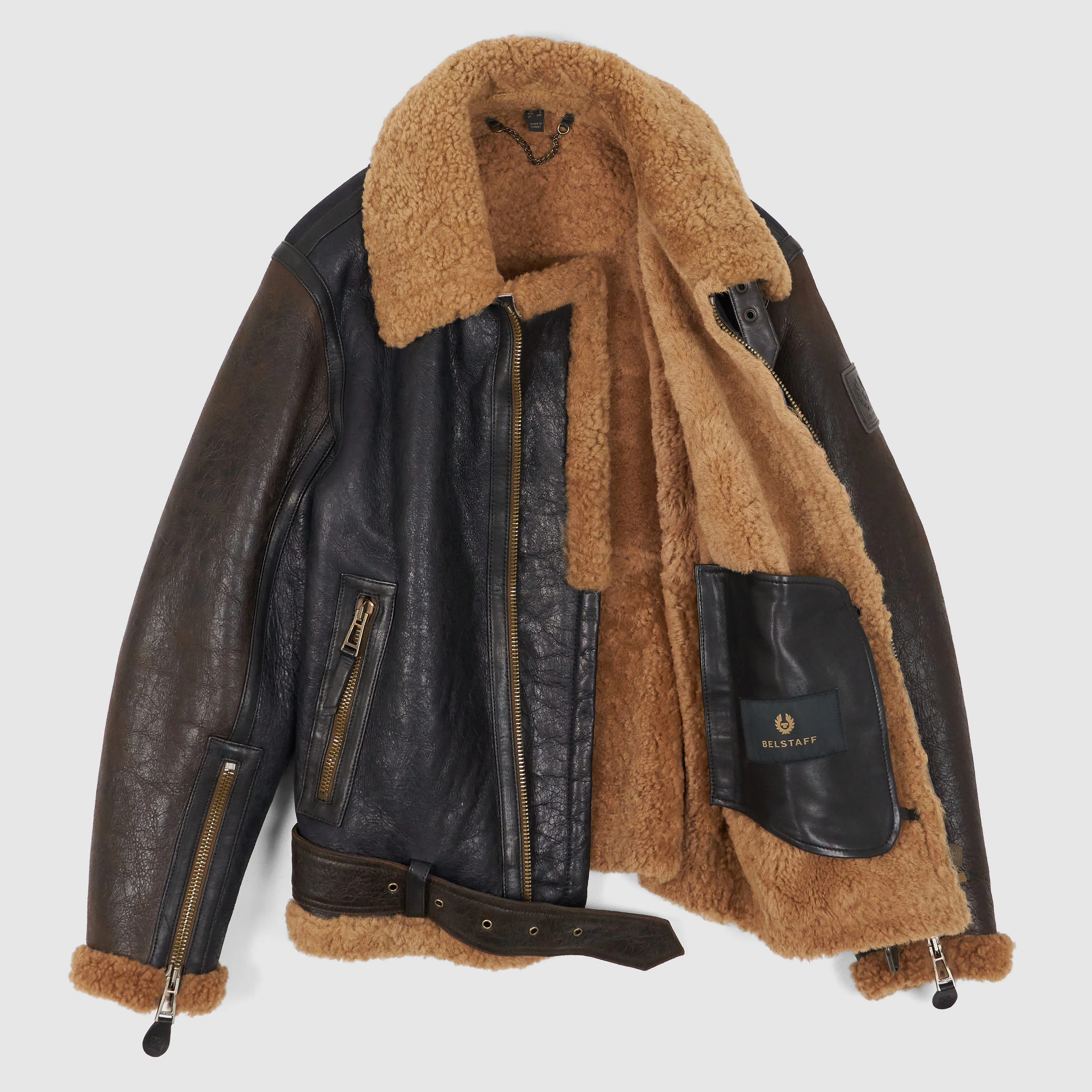 Belstaff Ladies Aviator Shearling Leather Jacket