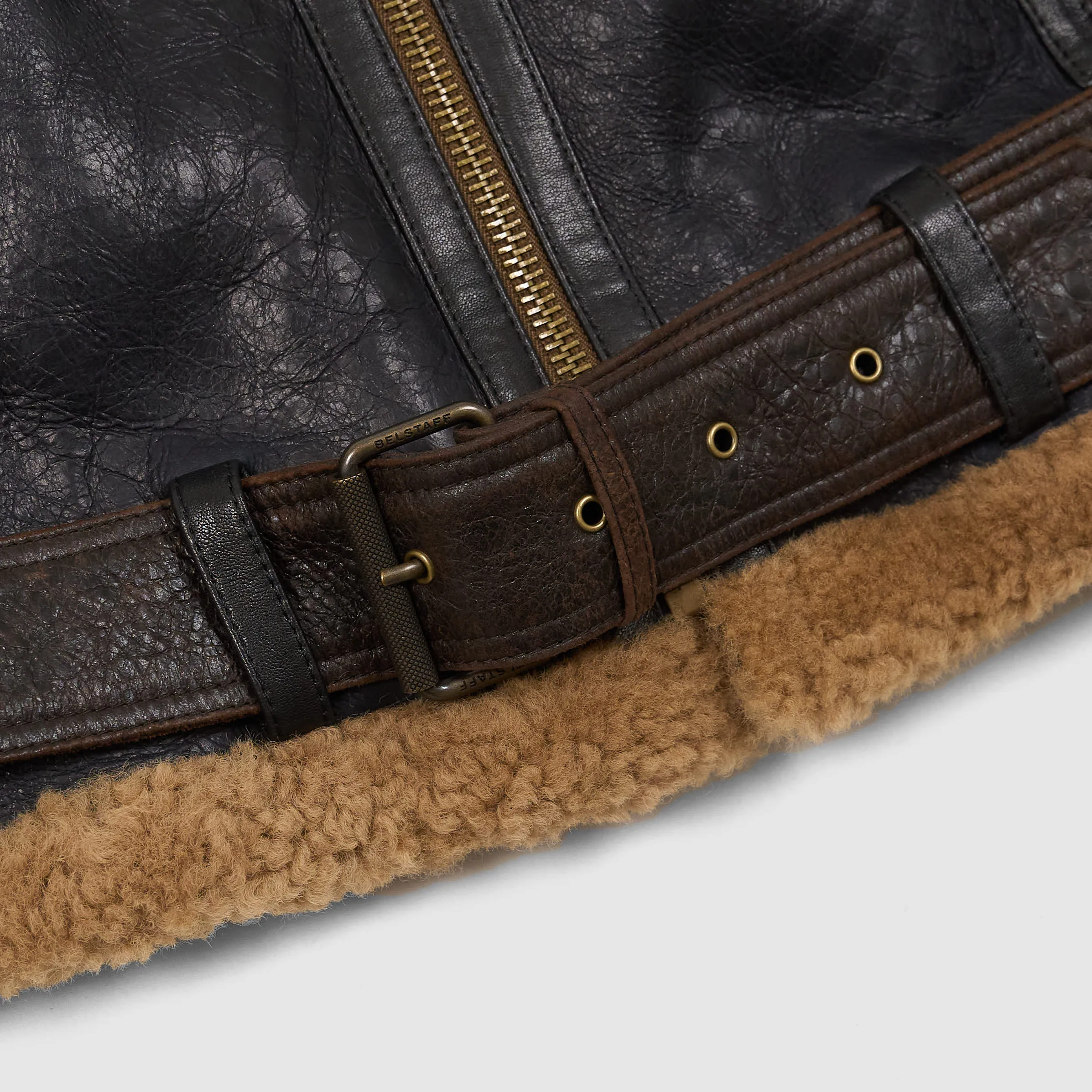 Belstaff Ladies Aviator Shearling Leather Jacket